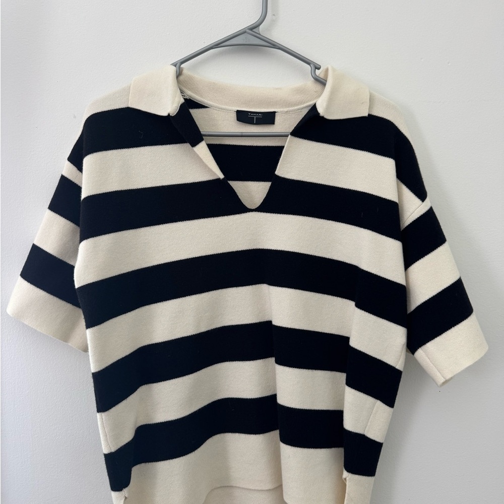 Black and White Striped Knit Top
